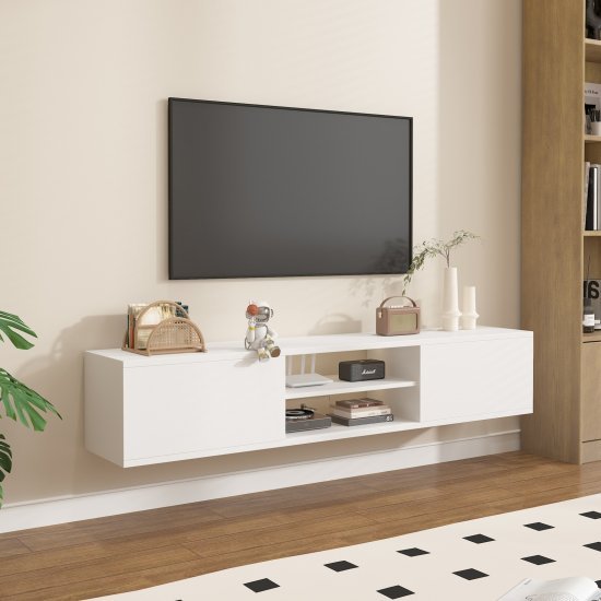 מזנון טלוויזיה צף ברוחב 180 ס''מ דגם Arnon מבית StarShop - צבע לבן