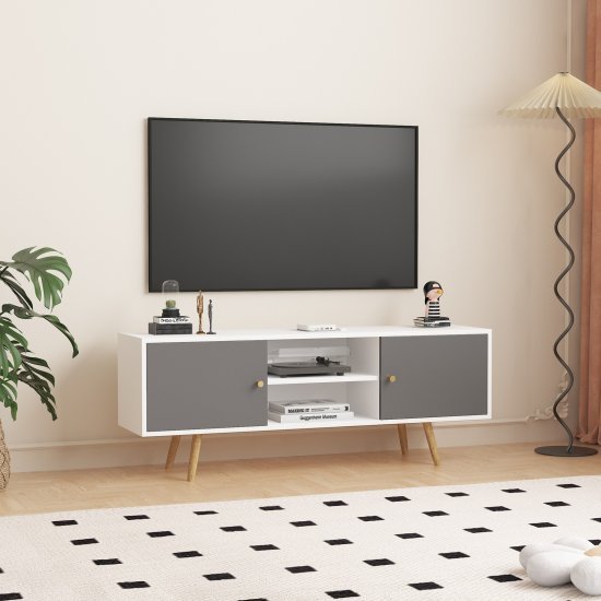 מזנון טלוויזיה ברוחב 120 ס''מ דגם Almog מבית StarShop - צבע לבן בשילוב אפור