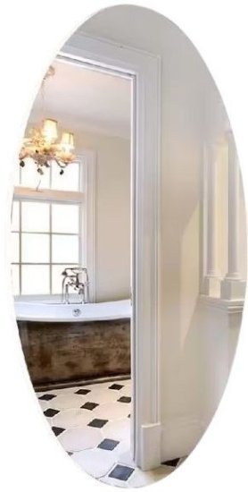 מראת תלייה בצורת אליפסה ומסגרת מתכת בגוון לבן 70x120 ס''מ מבית Star Shop