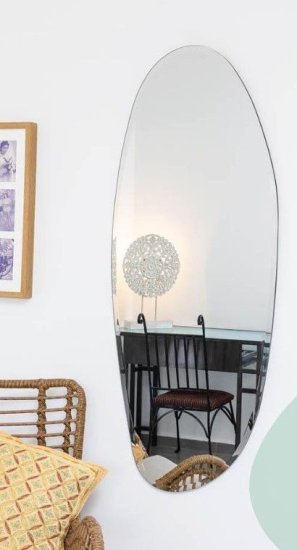 מראה טיפה אמורפית גדולה ללא מסגרת 180x72 ס''מ מבית Star Shop