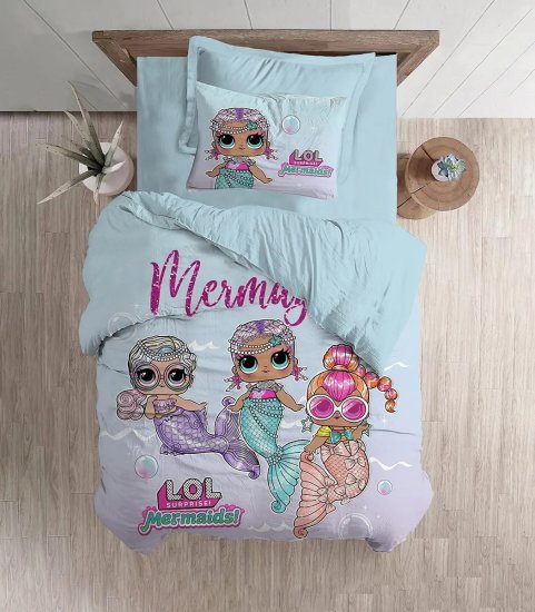סט מצעים 3 חלקים 100% מיקרופייבר 90x200 ס''מ מבית Homestyle - דגם LOL Mermaids