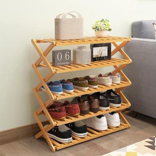 כוננית נעליים במבוק 5 מדפים דגם לוקאס מבית Ramos - צבע עץ