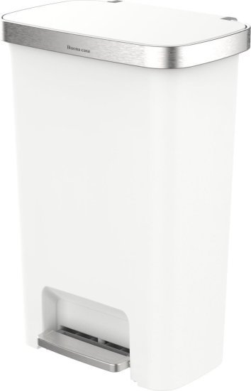 פח דוושה 50 ליטר דגם Vicenza מבית Buona Casa + מארז 20 שקיות מתנה - צבע לבן