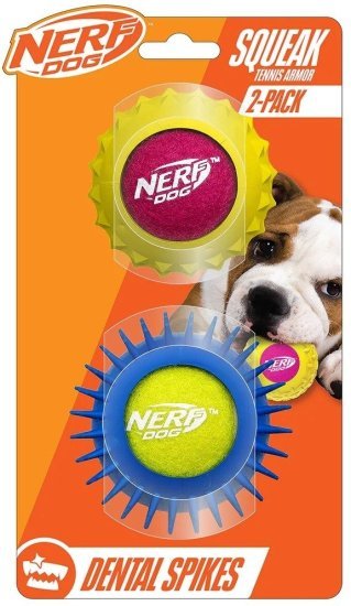 זוג כדורי טניס עם מגינים דנטליים לכלב מבית Hasbro - Nerf Dog