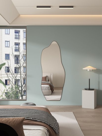 מראת גוף אמורפית סטנד ותלייה מסגרת שחורה 70x170 ס''מ דגם Malaga מבית Star Shop