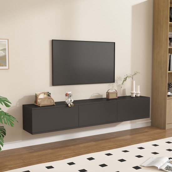 מזנון טלוויזיה צף ברוחב 180 ס''מ דגם Alona מבית StarShop - צבע שחור