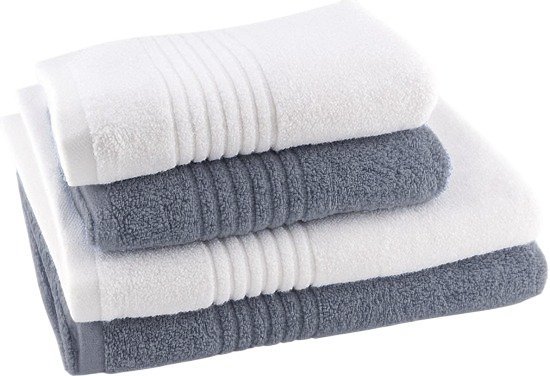 מארז 4 מגבות (2 גוף + 2 פנים) 100% כותנה סדרת Classico מבית Vardinon - לבן / אפור