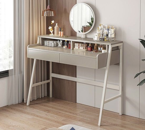 שידת איפור יוקרתית עם מראה ותאורת Led רוחב 80 ס''מ דגם RSM-2080 מבית Rosso Italy - לבן