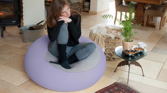 פופי עגול 60 ס''מ מבית מילגה - צבע סגול / אפור