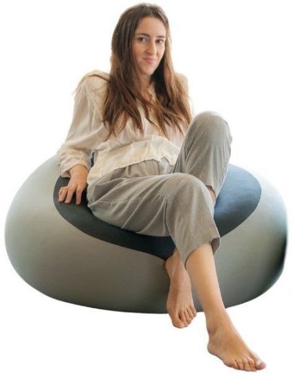 פופי עגול 60 ס''מ מבית מילגה - צבע אפור בהיר / אפור כהה