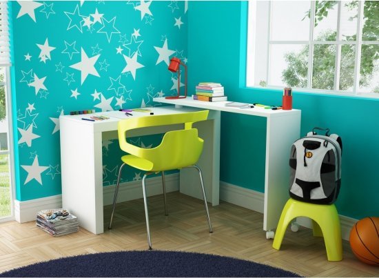 שולחן מחשב מודולרי עם שידת צד מסתובבת דגם Kim מבית Bradex - צבע לבן