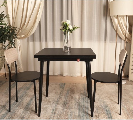 פינת אוכל נפתחת שולחן ו-2 כיסאות דגם Jennie מבית Bradex - צבע שחור