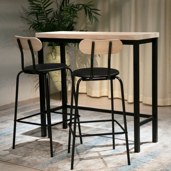 שולחן בר עם 2 כסאות דגם Lydia מבית Bradex - בצבע אלון ושחור