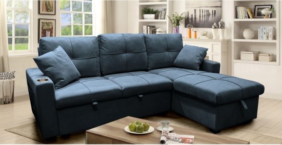 סלון פינתי נפתח למיטה זוגית עם ארגז מצעים דגם Kredo מבית Bradex - צבע אפור