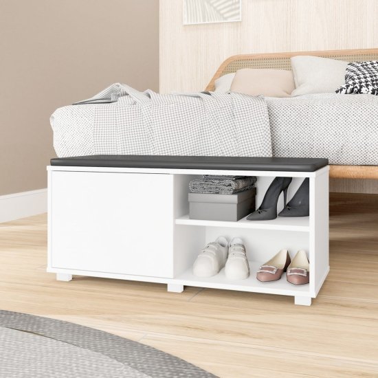 שידת נעליים עם מושב דגם Rozalia מבית Bradex - צבע לבן