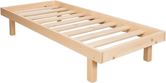 בסיס מיטת יחיד מעץ אורן מלא עם מסגרת דגם Baza מבית Bradex בגודל 120x190 ס''מ