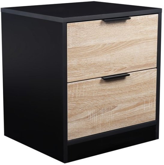 שידת לילה דגם לירי מבית Ramos - צבע שחור / אלון בהיר