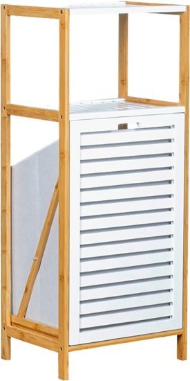 סל כביסה עם 2 מדפים במבוק מבית HomeSet - צבע עץ במבוק