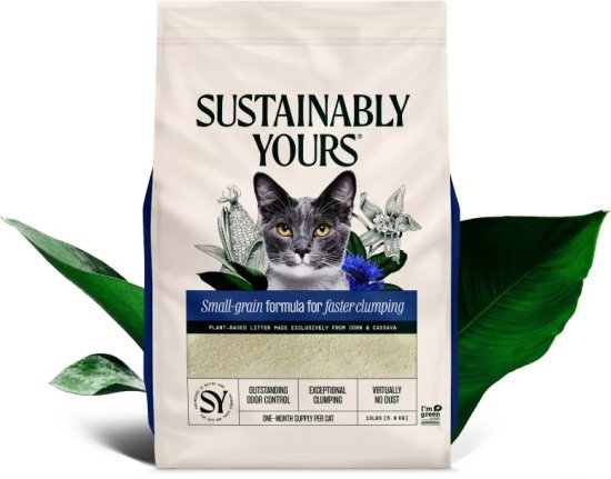 חול מתגבש לחתולים Sustainably Yours - גרגירים קטנים - תכולה 5.9 ק''ג