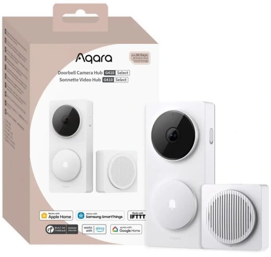 רכזת ופעמון דלת חכם משולב מצלמה Aqara Doorbell Camera Hub G410 Select - צבע לבן