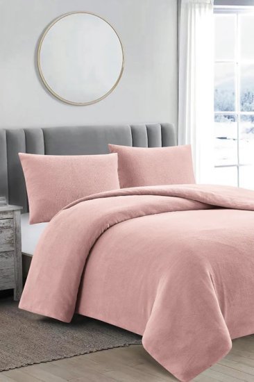 סט מצעים למיטה זוגית 160x200 ס''מ קולקציית קורל פליז מבית Arige Gad - צבע ורוד
