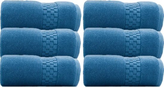 סט 6 מגבות פנים 100% כותנה 50x90 ס''מ קולקציית זירו-טוויסט מבית Arige Gad - צבע כחול