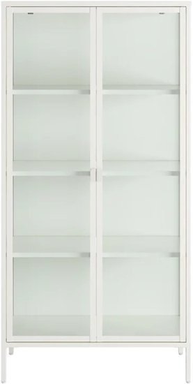 יחידת מדפים ממתכת בשילוב דלתות זכוכית דגם BS209 מבית Step Up - צבע לבן