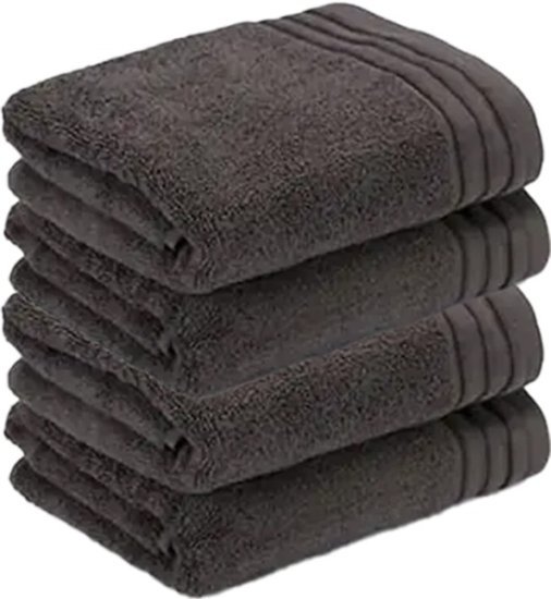 סט 4 מגבות פנים 100% כותנה 50x80 ס''מ דגם ראג’ מבית ערד טקסטיל - צבע אפור