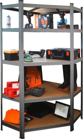 כוננית מודולרית פינתית 5 מדפים 180x90x120 ס''מ Smith - צבע אפור