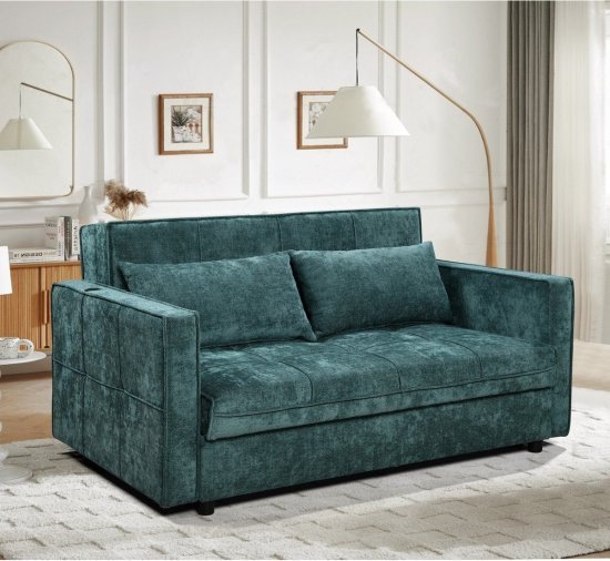 ספה נפתחת למיטה זוגית עם ארגז מצעים מבד דוחה נוזלים דגם Domus מבית Bradex - צבע טורקיז