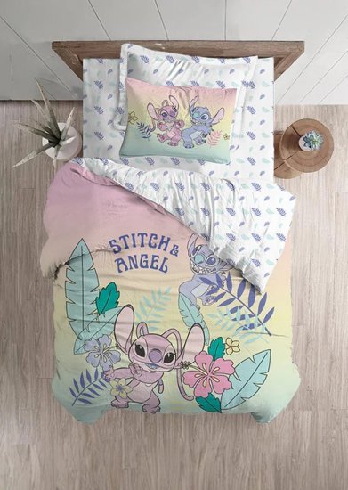 סט מצעים 3 חלקים 100% מיקרופייבר 120x200 ס''מ מבית Homestyle - דגם Stitch and Angel Jungle