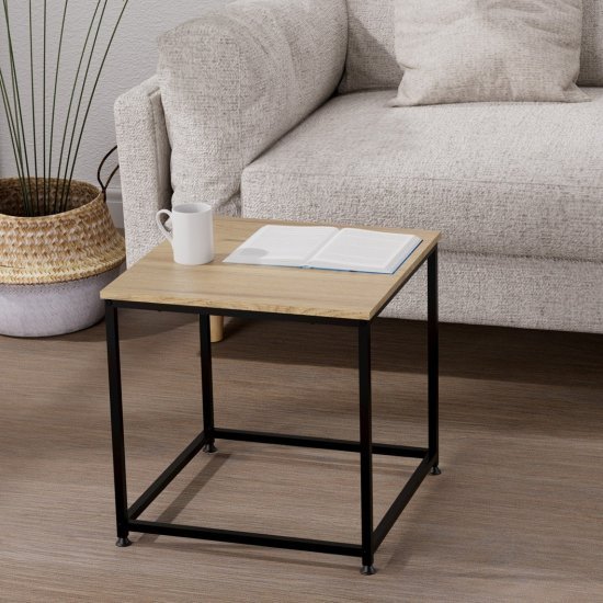 שולחן סלון מרובע דגם Gilboa מבית Star Shop - צבע שחור / עץ אלון