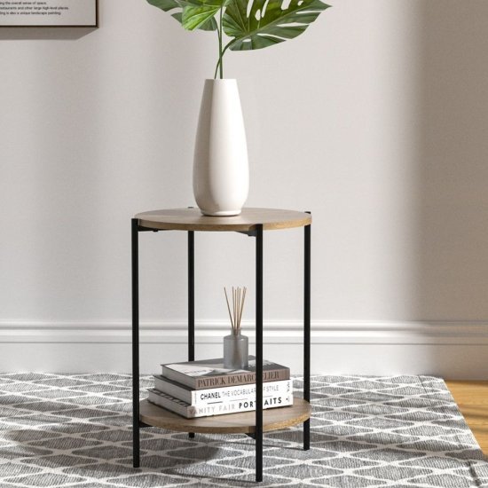 שולחן צד קפה עגול לסלון דגם Yatir מבית Star Shop - צבע עץ אלון