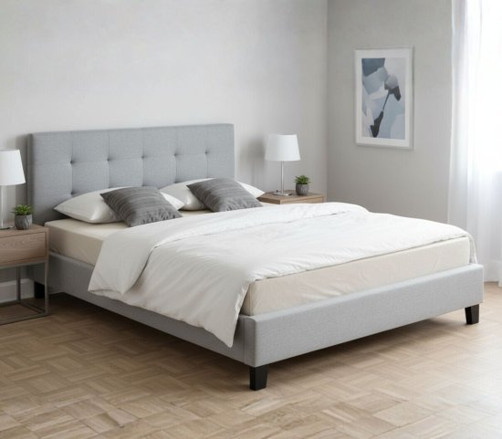 בסיס מיטה זוגית מרופד 140x190 ס''מ דגם Fantasy מבית Tudo Design - צבע אפור