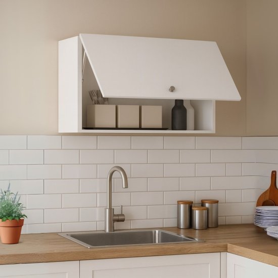 ארון שרות עליון למטבח קלאפה רוחב 80 ס''מ דגם סיגל מבית Tudo Design - צבע לבן