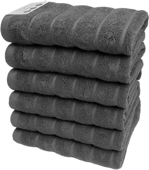 6 מגבות פנים 100% כותנה 50x90 ס''מ קולקציית אלמוג מבית Arige Gad - צבע שחור