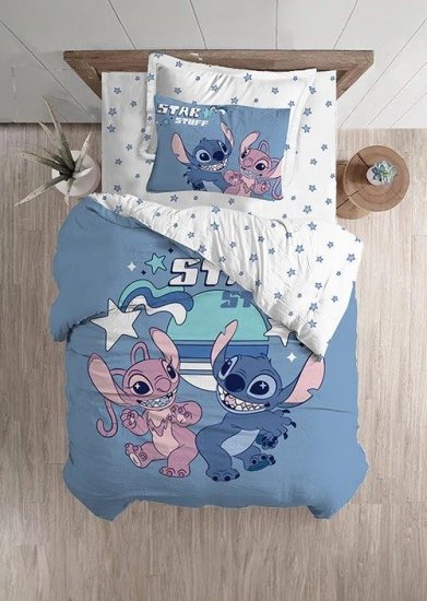 סט מצעים 3 חלקים 100% מיקרופייבר 120x200 ס''מ מבית Homestyle - דגם  Stitch And Angel Dancing
