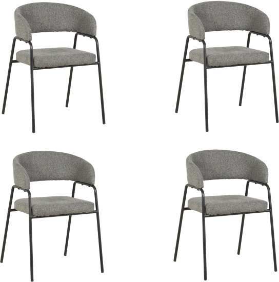 4 כיסאות מרופדים לפינת אוכל דגם DC6132 מבית Step Up - צבע אפור כהה