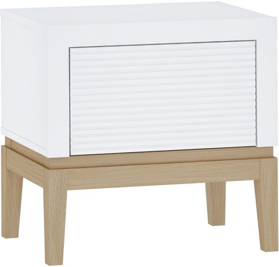 שידת לילה מעוצבת דגם NS3283 מבית Step Up - צבע לבן / עץ אלון