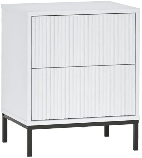 שידת לילה מעוצבת 2 מגירות הדגם NS3074 מבית Step Up - צבע לבן