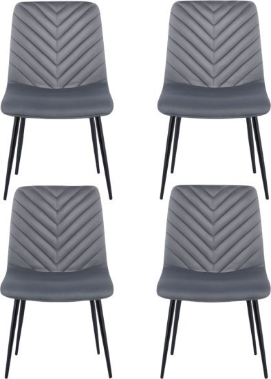4 כיסאות מרופדים בבד קטיפה לפינת אוכל דגם DC6129 מבית Step Up - צבע אפור