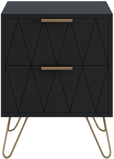 שידת לילה 2 מגירות דגם תומר מבית Ramos - צבע שחור