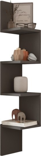 מדף פינתי מעוצב 4 מדפים דגם Kars מבית Homax - צבע פחם