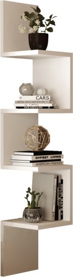 מדף פינתי מעוצב 4 מדפים דגם Kars מבית Homax - צבע לבן