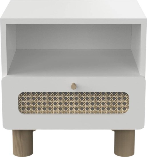 זוג שידות לילה עם מגירה ותא אחסון דגם Ochna מבית Bradex - צבע לבן