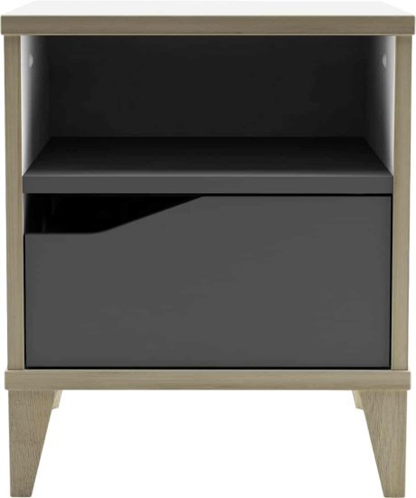 שידת לילה עם מגירה ותא אחסון דגם Genius מבית Bradex - צבע לבן / אפור