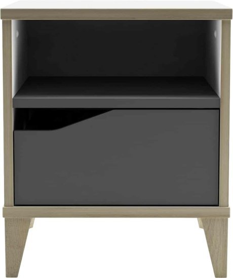 זוג שידות לילה עם מגירה ותא אחסון דגם Genius מבית Bradex - צבע לבן / אפור