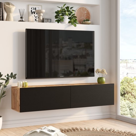 מזנון טלוויזיה צף ברוחב 140 ס''מ דגם Aristo מבית Homax - צבע אלון / שחור