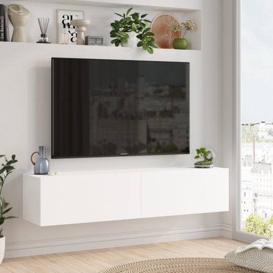 מזנון טלוויזיה צף ברוחב 140 ס''מ דגם Aristo מבית Homax - צבע לבן