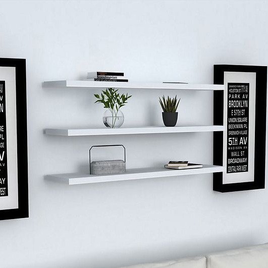 שלישיית מדפים צפים ברוחב 60 ס''מ דגם Boss מבית Homax - צבע לבן